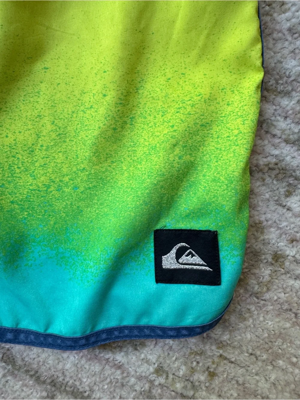 Quiksilver Boys Blue & Lime Checkerboard Boardshorts